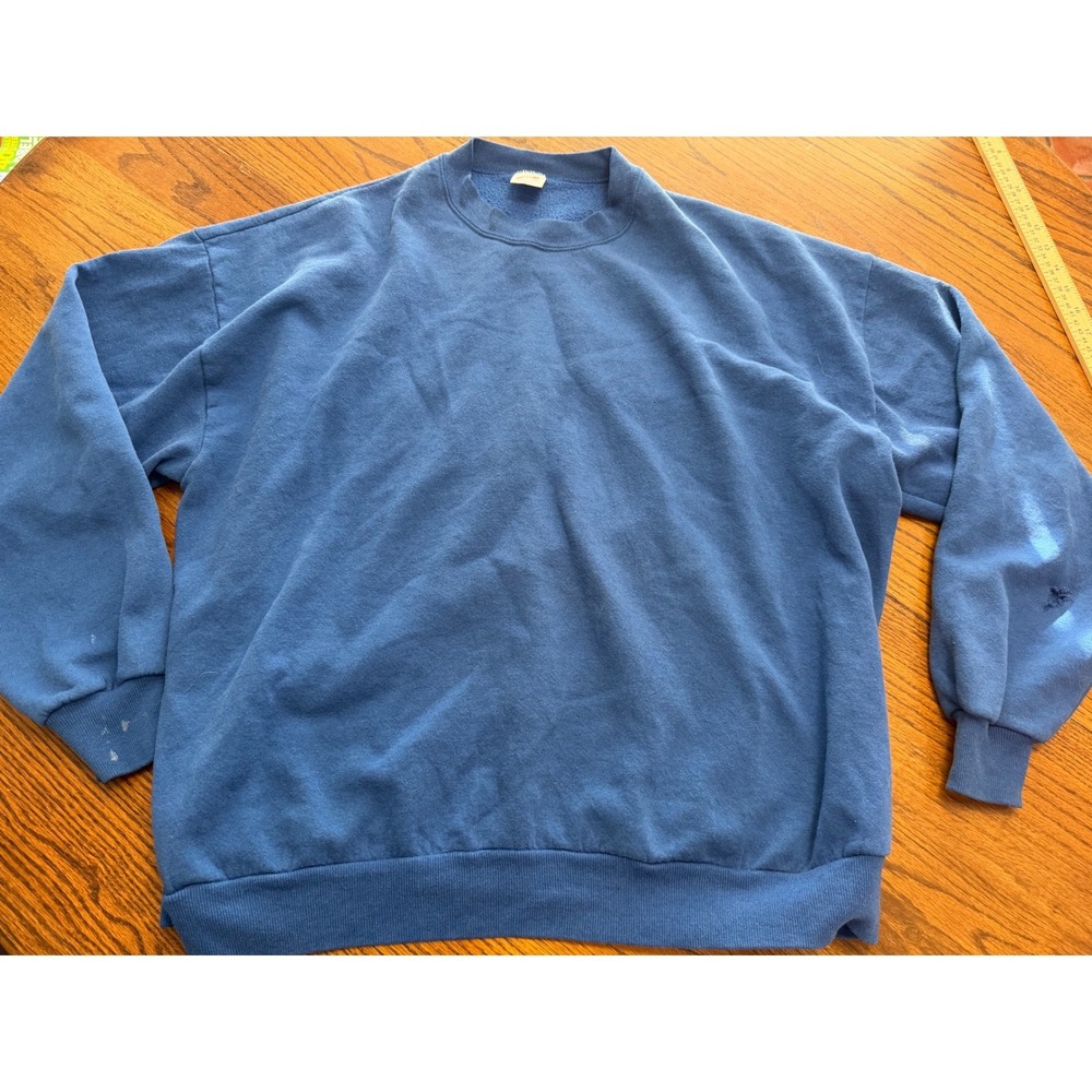 Vintage Jerzees Blue Crewneck Sweatshirt 3X Made in USA Distressed Pullover